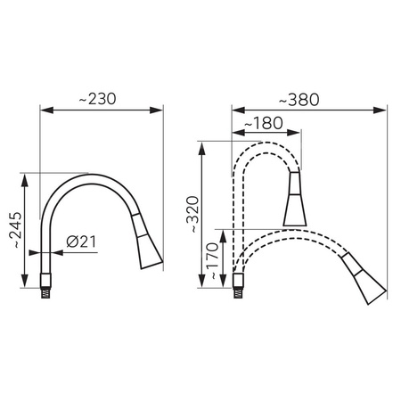 Wylewka do baterii zlewozmywakowej ELASTICO II, beżowa