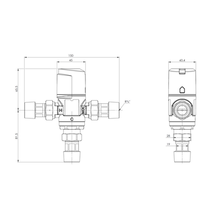 Zawór regulacyjny termostatyczny do wody ciepłej AFRISO ATM 341 ze śrubunkami mosiądz GZ 3/4'', DN 15, zakres temp. 20-43'C, Kvs 1.6 m3/h, maksymalna temperatura 90'C, maksymane ciśnienie 10 bar