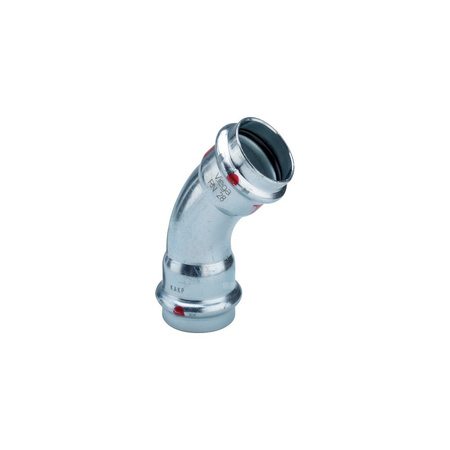 Łuk Prestabo 45' VIEGA 1126 jednoczęściowy, stal (ocynk galwaniczny/elektrolityczny) / stal (ocynk galwaniczny/elektrolityczny) (ocynk), 42 mm (mz x mz) z uszczelką