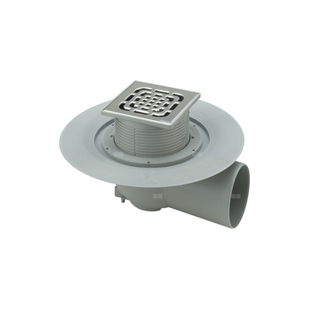 Wpust VIEGA 49551 z 1 przyłączem DN 70, odpływ pionowy, kratka 150x150mm stal