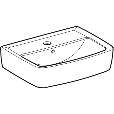 Umywalka mała Koło Rekord, kształt geometryczny: 45x34cm, Otwór na baterię=Na środku, Przelew=Widoczny, Biały