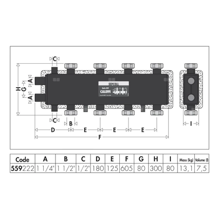 SEPCOLL 2+2 Rozdzielacz ze sprzęgłem hydraulicznym do instalacji grzewczych, 125 mm