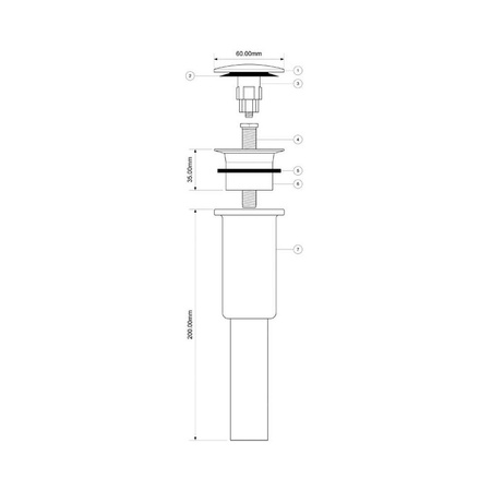 Spust umywalkowy "klik-klak" DEKORACYJNY 11/4"x60mm CHROM