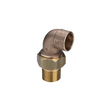Złącze przejściowe 90' VIEGA 94098G jednoczęściowy, mosiądz / brąz, 3/4'' x 22 mm (lw x gz)