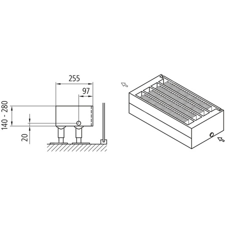Konwektor Kermi Kon m. Str. Typ44 BH280x255x700mm QN1517,weiß,6bar, m. Abd., AB Uni.