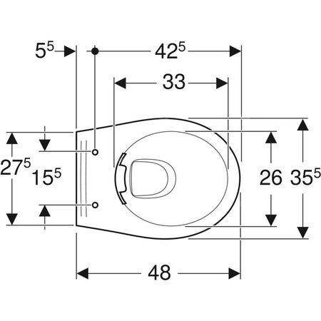 REKORD Miska ustępowa wisząca lejowa, Rimfree, krótka 48cm (deski tylko z montażem od góry)