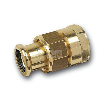 Śrubunek SANHA PURAPRESS trzyczęściowy, miedź, 28 mm x 1'' (zw x GW)