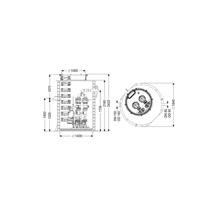 Moduł techniczny przepompowni Aqualift F XL Duo z szafka Comfort z pompą STZ 1100-S1 poj. 820l 