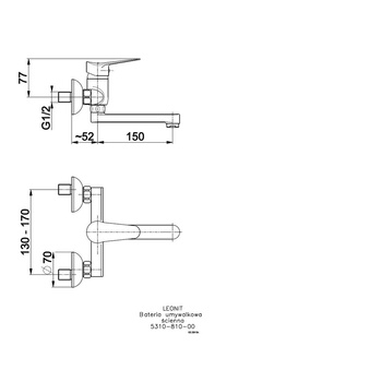Bateria umywalkowa ścienna KFA Armatura LEONIT, chrom, montaż natynkowa