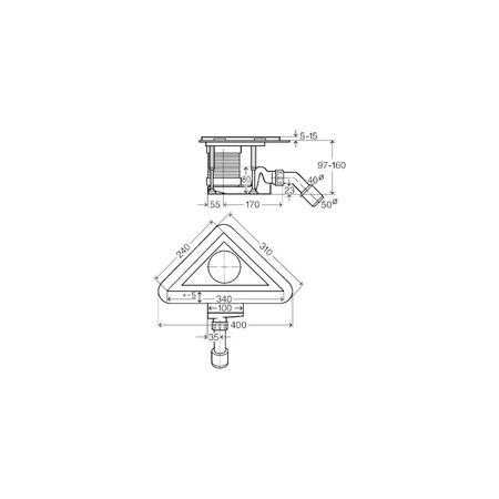 Odpływ narożny, stal nierdzewna / błyszczący do odpływów prysznicowych VIEGA 497283
