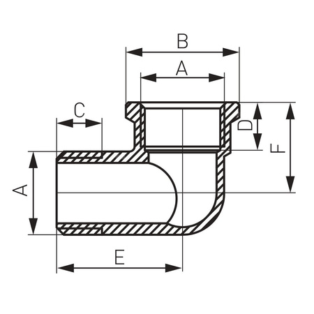 Kolano 90' FERRO, mosiądz (chrom), 1/2'' (GW x GZ)