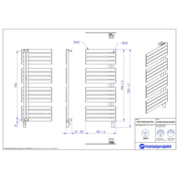 Grzejnik elektryczny Instal Projekt Pop Star Electro grafitowa struktura/graphite 50x120 cm POPSE-50/120C12+GH-06C2
