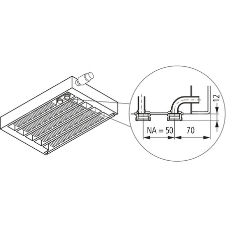 Konwektor Kermi V-Konvektor Typ32 BH280x133x1400mm QN1908, weiß, 6 bar, m. Abd., Vent. re