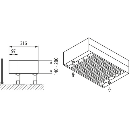 Konwektor Kermi Kon m. Str. Typ55 BH280x316x2200mm QN6314, weiß, 6bar, m. Abd., AB Uni.