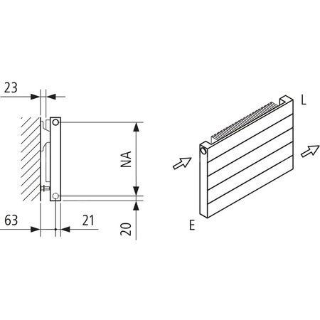 Grzejnik płytowy typ 11 KERMI HHN, z osłonami wym. 350 x 2600 mm, kolor biały, moc 1552 W