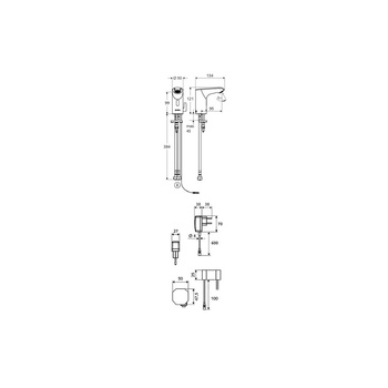 Bateria umywalkowa XERIS E 230V, chrom elektroniczna typ HDM, small