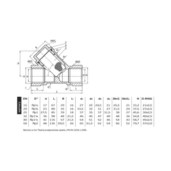 Filtr skośny do gazu PERFEXIM PHA-260 mosiądz, GWxGW 3/4"x3/4" DN20, 5 bar