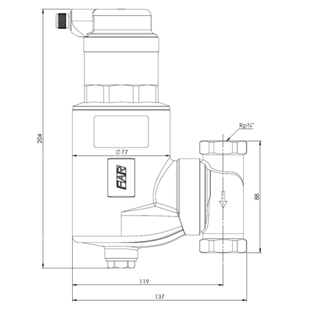 Separator mikropęcherzy AFRISO FAR 301, do C.O., do klimatyzacji, 10 bar / 110'C, 3/4'' (GW)Instalacje i źródła ciepła