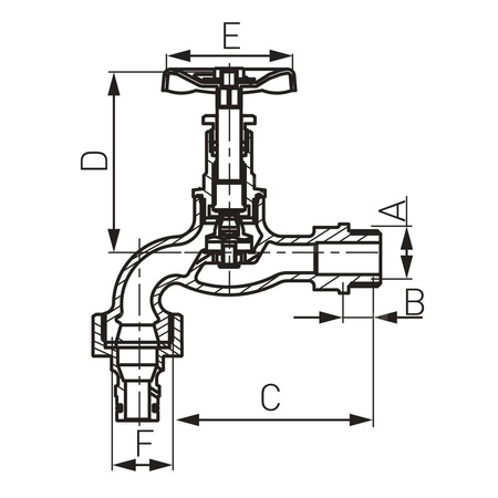 Zawór wodny FERRO Czerpalny grzybkowy, żeliwo GZ 1/2'' x złączka do węża 3/4''