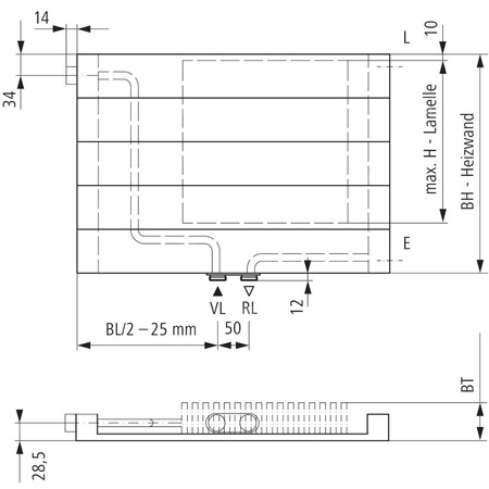 Grzejnik płytowy typ 10 KERMI V-HHV wym. 140 x 3600 mm, kolor biały, moc 630 W