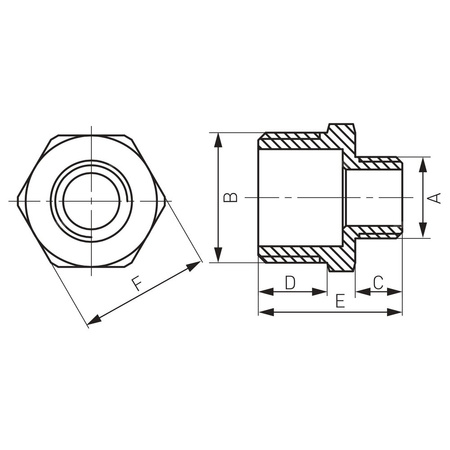 Nypel FERRO redukcja, mosiądz (chrom), 1/2'' x 1/4'' (GZ)