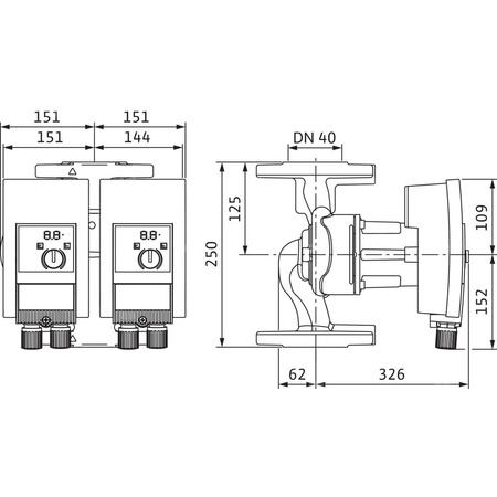 Pompa obiegowa WILO Yonos MAXO-D 40/0,5-12 PN6/10 1 x 230 V 50/60 Hz, PN 6/10bar