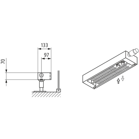 Konwektor Kermi V-Kon S Typ22 BH210x133x5600mm QN5230, weiß, 6 bar, m. Abd., Vent. re