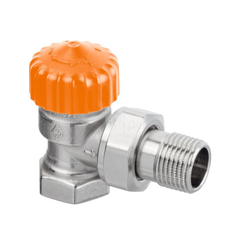 Automatyczny zawór termostatyczny z ogranicznikiem przepływu w technologii AFC, Eclipse DN 20, kątowy