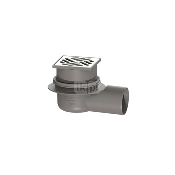 Wpust KESSEL Classic z 1 przyłączem DN 70, odpływ poziomy (zdejmowany), kratka 100x100mm stal nierdzewna