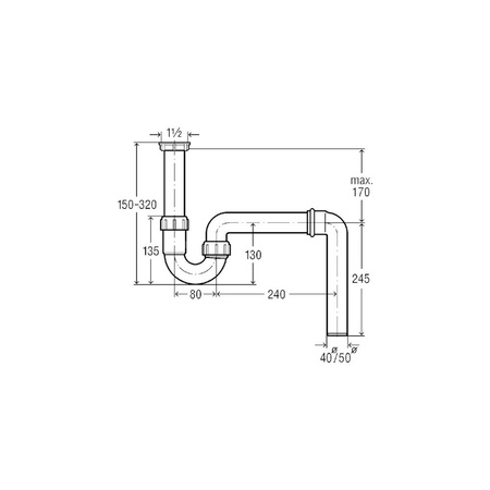 Syfon rurowy przeznaczenie: zlewozmywak, tworzywo sztuczne, nr wzoru 7985.60 G: 1½ DN: 50