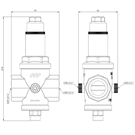 Regulator ciśnienia wody AFRISO BPR, GW 1 1/4''