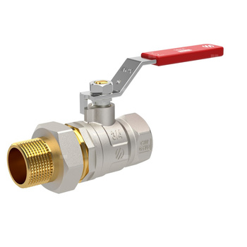 Zawór kulowy SENA VA30 prosty Ni-Free, 3/4'' GW x 1'' GZ, z półśrubunkiem 3/4'', dźwignia INOX