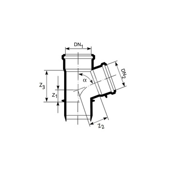 Trójnik MAGNAPLAST KG 2000 KGEA 45' PP-md DN 250 x DN 250 x DN 250 (ww x ww x wz), kolor zielony