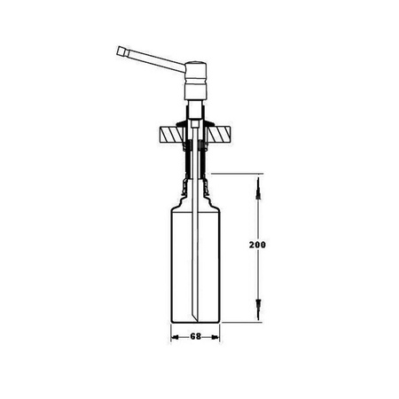 Dozownik do płynów mocowany w blacie, zlewozmywaku lub umywalce, Element dozujący mosiądz CHROM