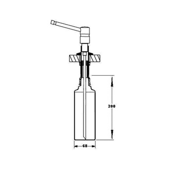 Dozownik do płynów mocowany w blacie, zlewozmywaku lub umywalce, Element dozujący mosiądz CHROM