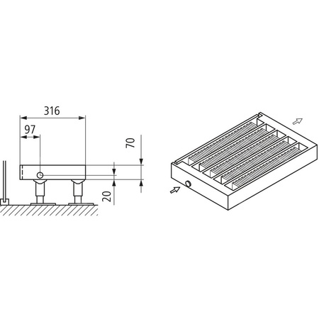 Konwektor Kermi Kon m. Str. Typ55 BH70x316x5200mm QN5704, weiß, 6bar, m. Abd, AB 12