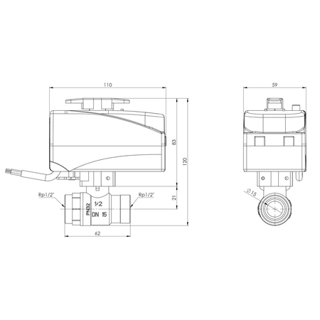Zawór wodny AFRISO BEV 230 V AC GW 1/2'' x GW 1/2''