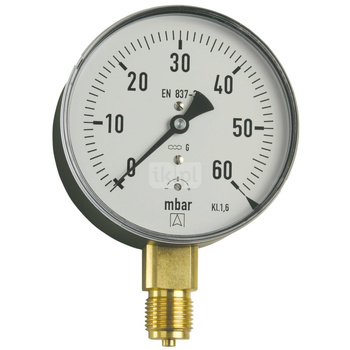 Ciśnieniomierz różnicowy AFRISO KP D201 -1000/0 mbar mosiądz G1/2B radialne fi 80, kl. 1.6%