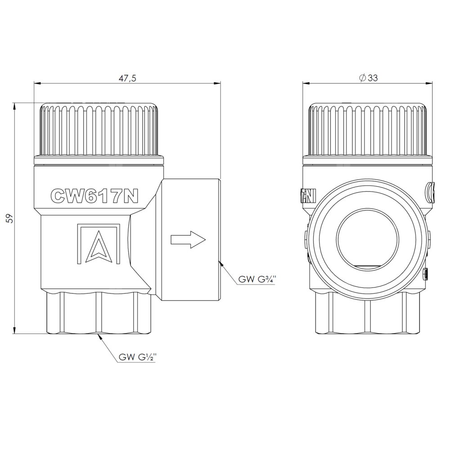 Zawór przelewowy AFRISO MS mosiądz 1,5 bar GW 1/2'' x 3/4''