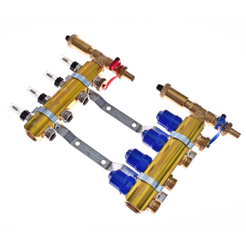 Rozdzielacz do ogrzewania podłogowego QIK Optimo MAGNET STD III - RMSZT-1-50-M 3-obieg. mosiądz GW 1'' x GZ 3/4'' + przepływomierz