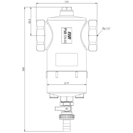 Separator AFRISO FAR 214, do C.O., do klimatyzacji, 10 bar / 110'C, 1 1/2'' (GW)Instalacje i źródła ciepła