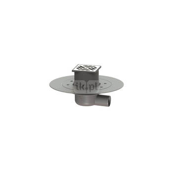 Wpust KESSEL Classic z 1 przyłączem DN 50, odpływ poziomy (zdejmowany), kratka 100x100mm stal nierdzewna