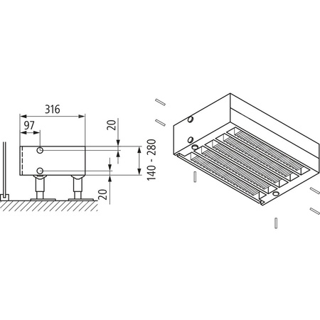 Konwektor Kermi Kon m. Str. Typ55 BH70x316x4600mm QN5046, weiß, 6bar, o. Abd, AB 12