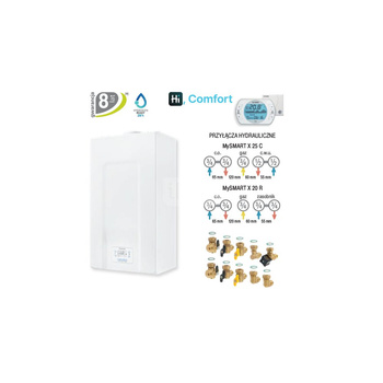 Pakiet - Kocioł gazowy dwufunkcyjny BERETTA MySMART X 25C kondensacyjny wiszący 20.92kW + Regulator Hi, Comfort WiFi T100