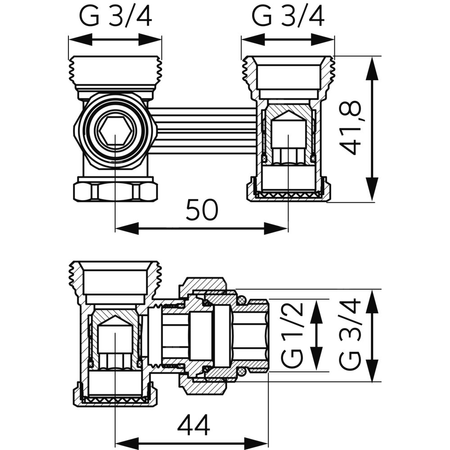 Zawór przyłączeniowy podwójny M 188 kątowy