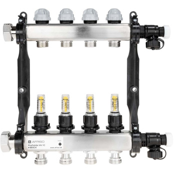Rozdzielacz do ogrzewania podłogowego AFRISO ProCalida VA 1C 4-obieg. stal nierdzewna GZ 1'' x euroconus 3/4''