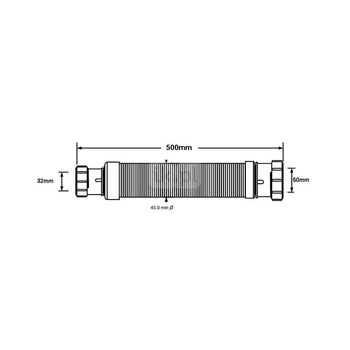 Złączka montażowa, redukcyjna, elastyczna L-500mm z końcówkami 11/4"x2"