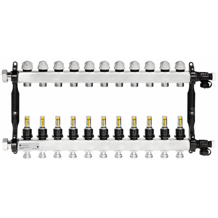 Rozdzielacz do ogrzewania podłogowego AFRISO ProCalida VA 1C 11-obieg. stal nierdzewna GZ 1'' x euroconus 3/4''