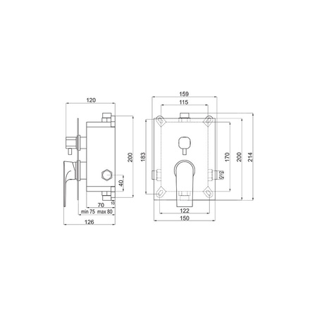 Bateria podtynkowa FERRO ALGEO SQUARE 2-funkcyjna, kolor chrom