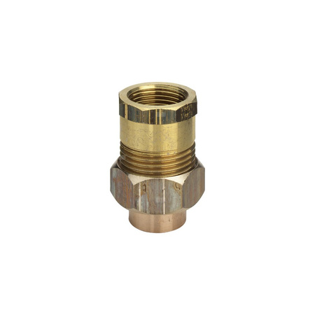 Złącze przejściowe VIEGA 94340G trzyczęściowy, brąz / mosiądz, 42 mm x 1 1/2'' (lw x gw), 72 mm